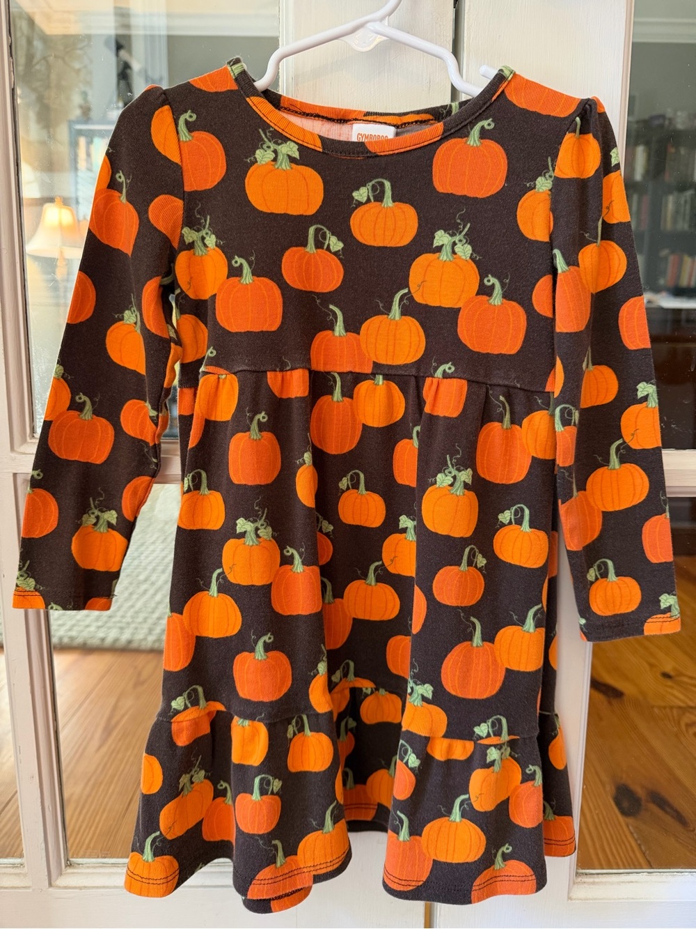 Gymboree Girls Pumpkin Print Dress in Orange and Brown